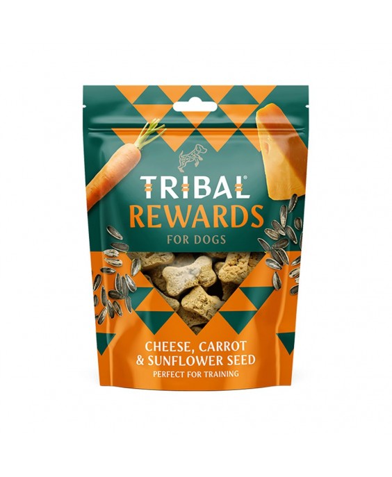 Skanėstai šunims su sūriu, morkomis ir saulėgrąžomis „Cheese, Carrot & Sunflower Seeds“ TRIBAL