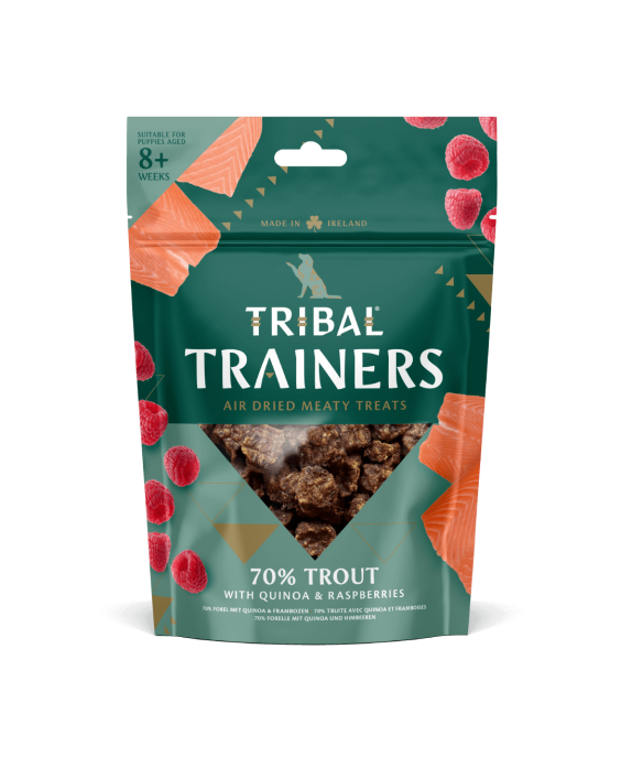 Upėtakio ir aviečių skanėstai dresūrai šunims „Trout & Raspberry“, TRIBAL