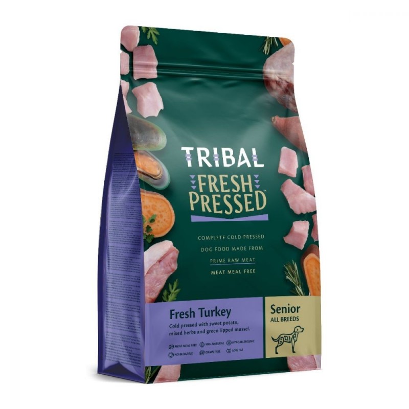 Tribal Dietinis maistas šunims ir senjorams, kalakutiena šalto spaudimo „Fresh Pressed Turkey – SENIOR/Light“