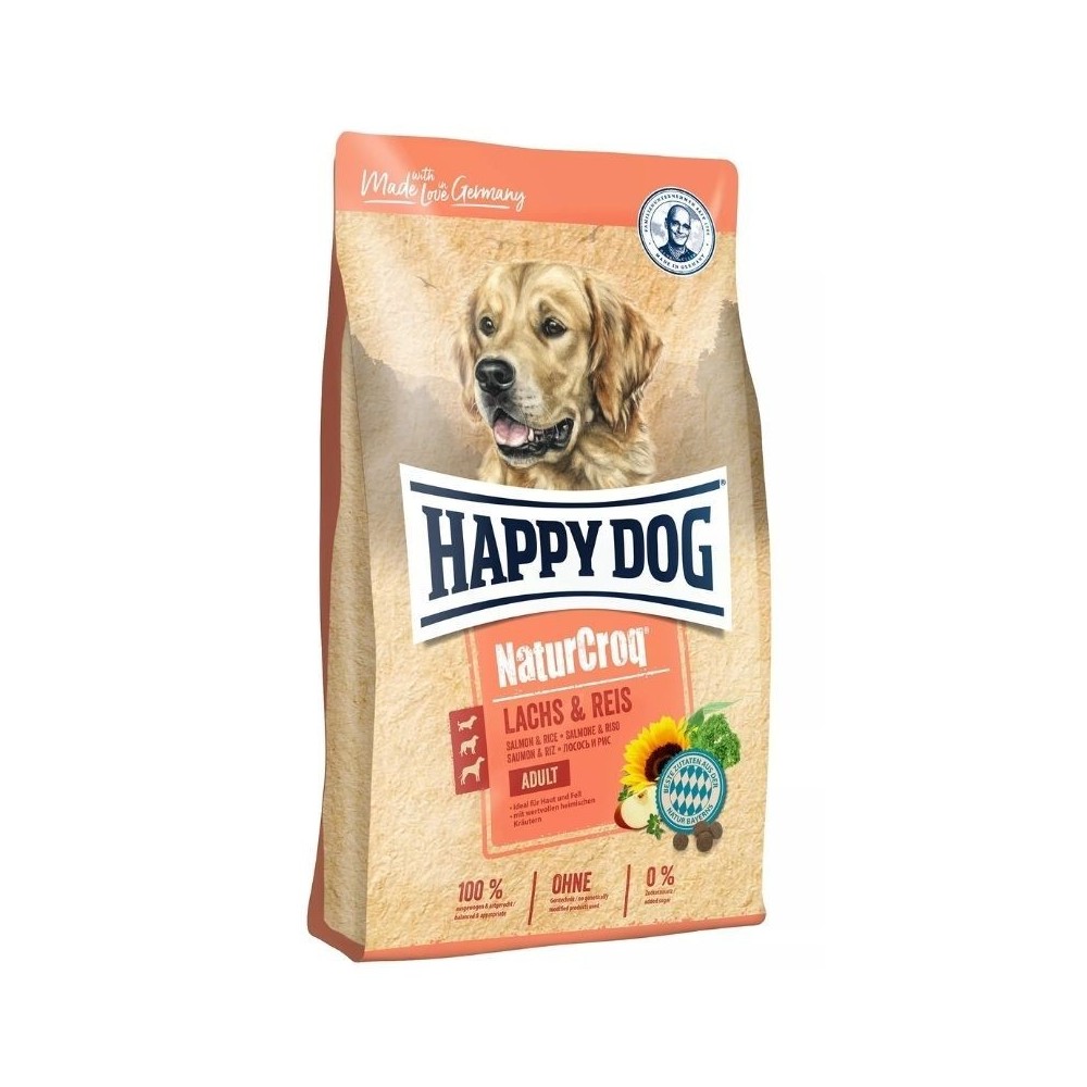 Happy Dog visavertis pašaras suaugusiems šunims su lašiša ir ryžiais NaturCroq Lachs&Reis