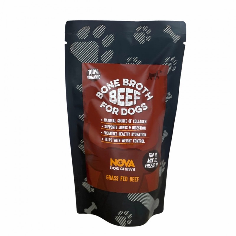 Jautienos sultinys šunims ir katėms Nova Dog Chews Beef Bone Broth, 230ml