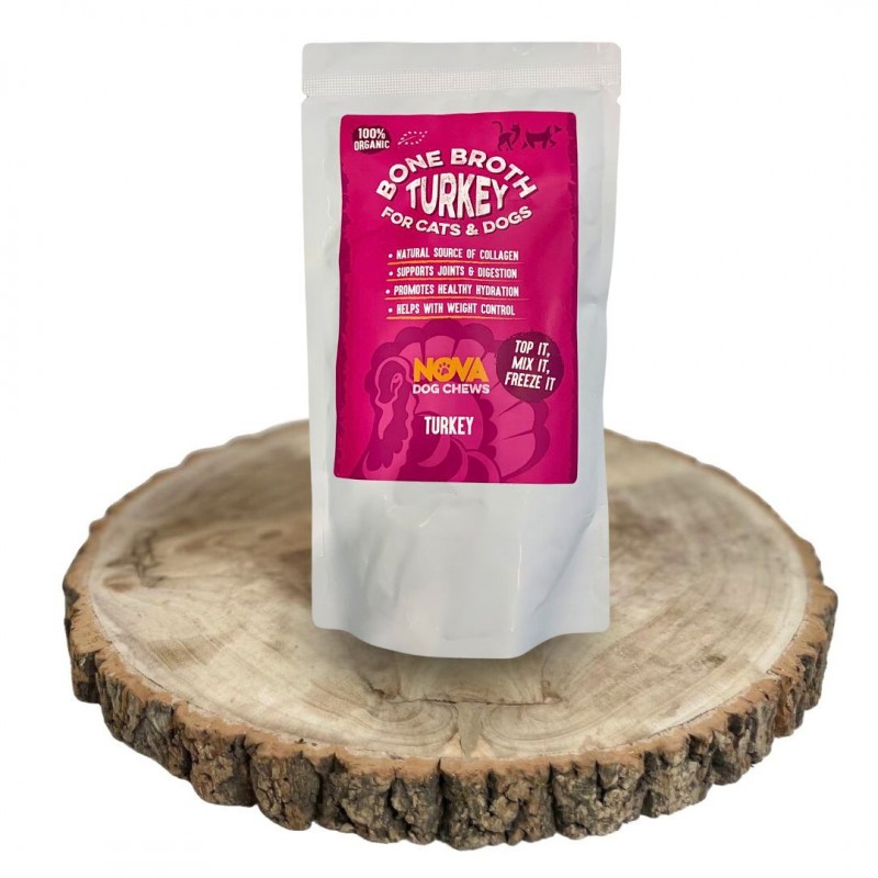 Kalakutienos sultinys šunims ir katėms Nova Dog Chews Turkey Bone Broth, 230ml