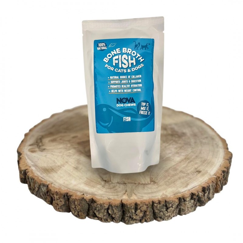 Žuvies sultinys šunims ir katėms Nova Dog Chews Fish Bone Broth, 230ml