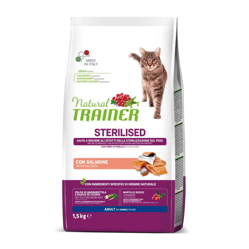NATURAL TRAINER Cat adult Sterilised salmon su lašiša 1.5kg