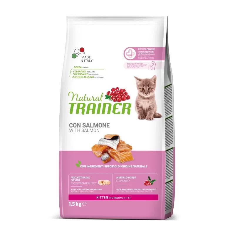 NATURAL TRAINER Cat Kitten Salmon kačiukams su lašiša 1.5kg