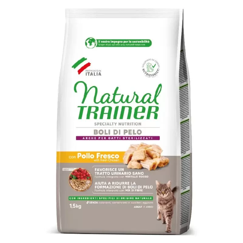 NATURAL TRAINER katėms nuo sąvėlų su vištiena 1.5kg