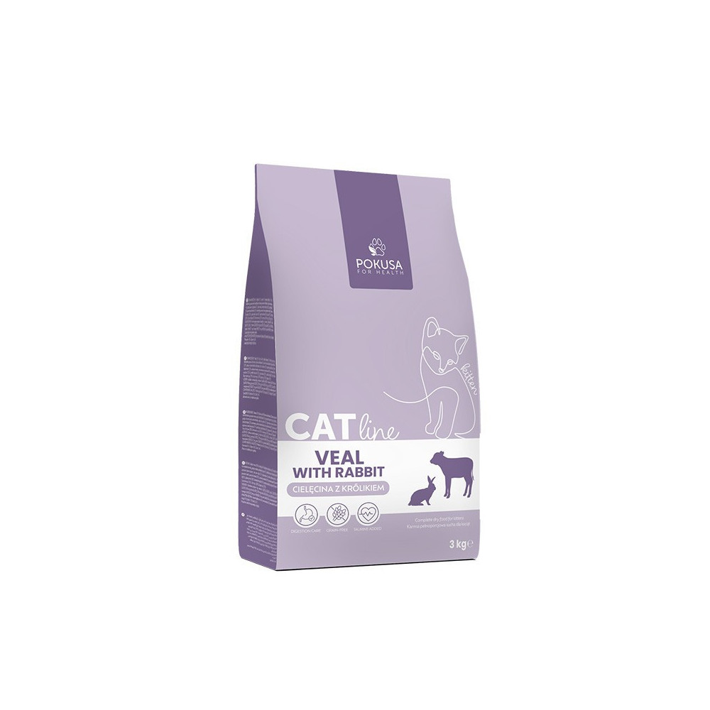 Pokusa CatLine veršienos su triušiena sausas maistas kačiukams