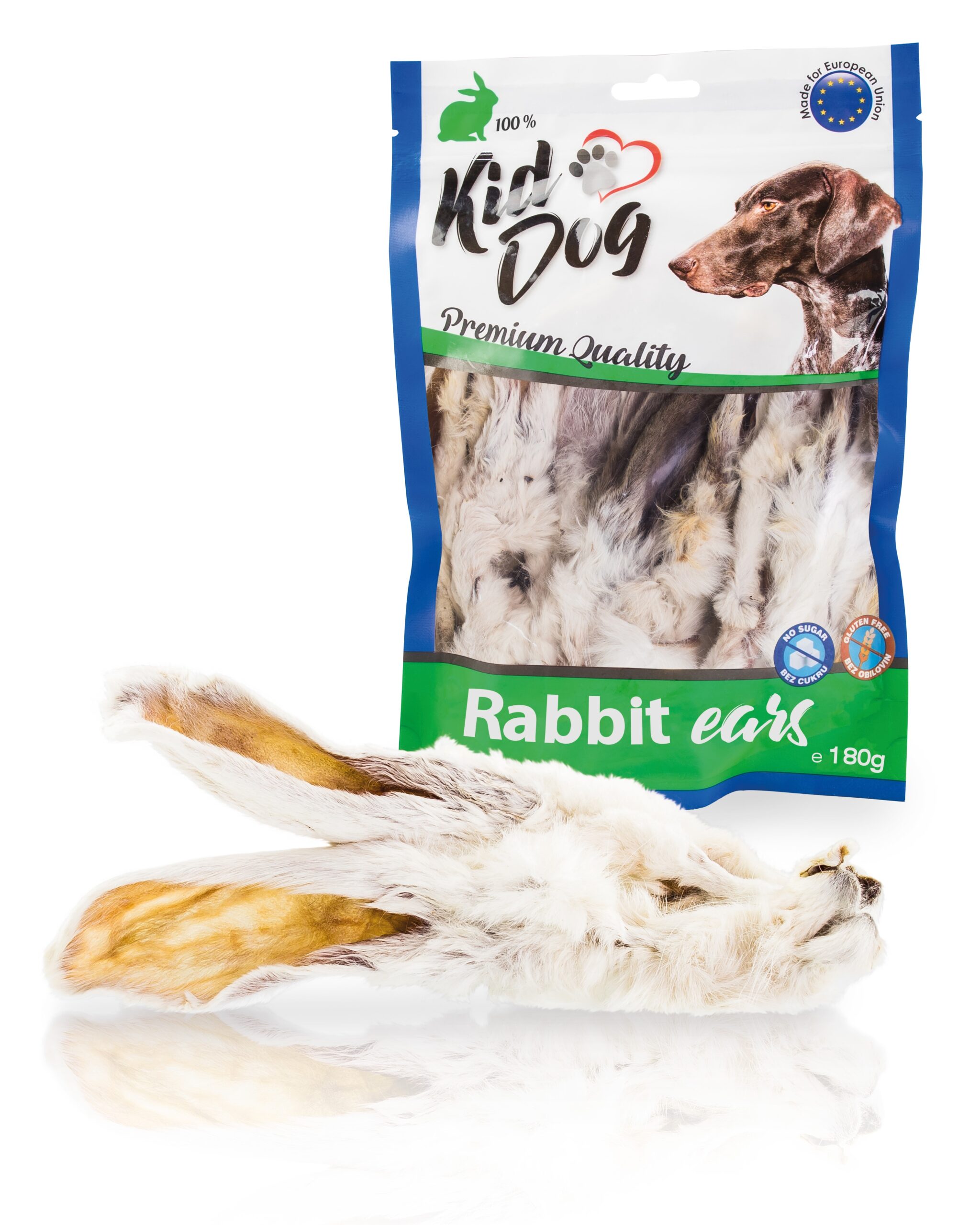 KIDDOG triušių ausys su kailiuku 180g